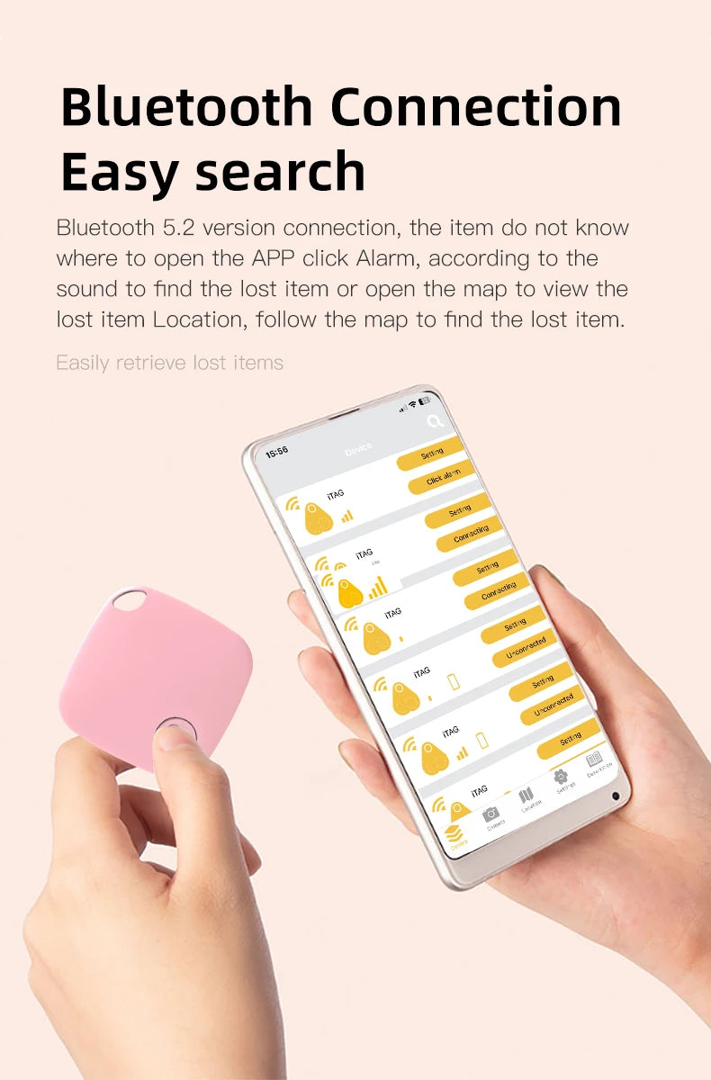 HOMEFISH Mini Bluetooth 5.0 Tracker AntiLost Device Round Pet Kids Bag Wallet Tracking Smart Finder Locator