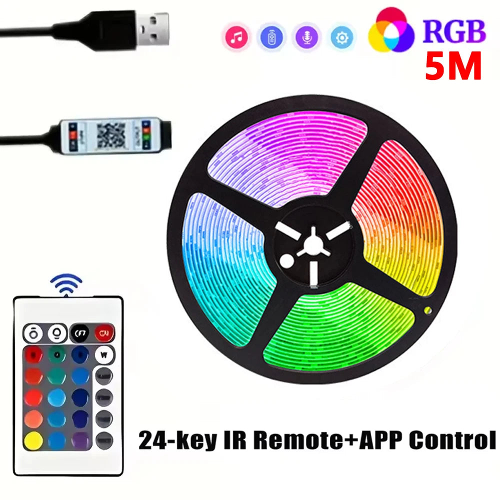 Led Strip Lights Bluetooth Control RGB LED Lights for TV USB 5V Led Tape for TV Backlight Room Party Decoration Party Wedding