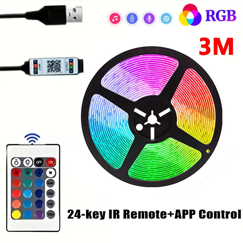 Led Strip Lights Bluetooth Control RGB LED Lights for TV USB 5V Led Tape for TV Backlight Room Party Decoration Party Wedding