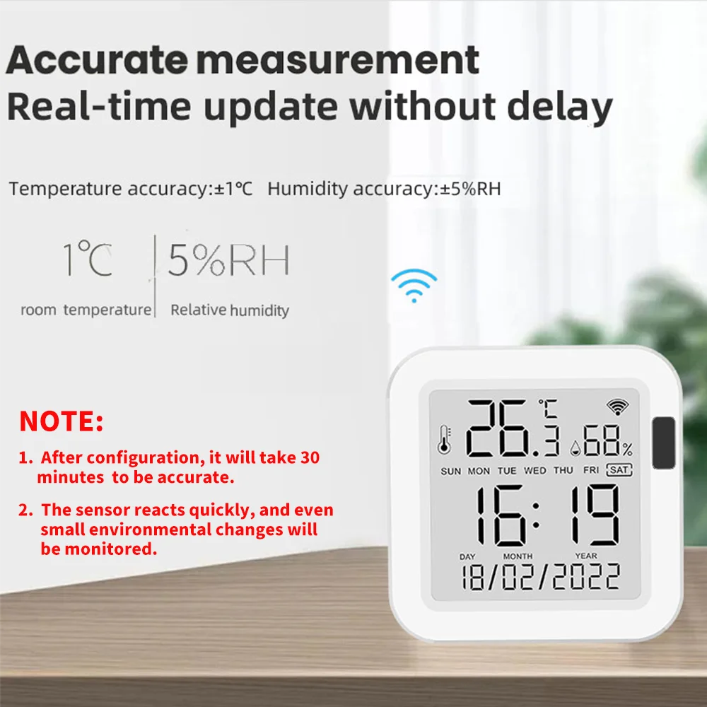 Smart Thermometer hygrometer Tuya WiFi Temperature and Humidity Sensor With Backlight APP Remote Control Work with Tuya Alexa
